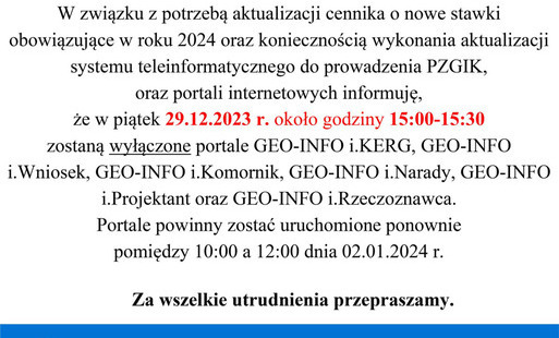 Zdjęcie do Komunikat Wydziału Geodezji, Kartografii i Katastru 