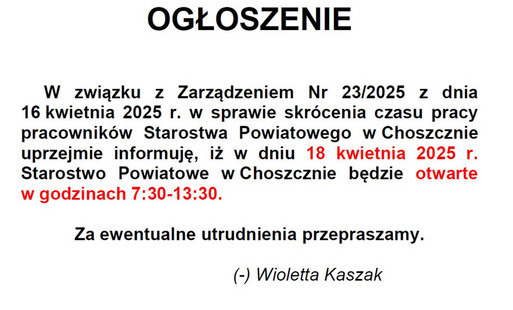 Zdjęcie do Ogłoszenie